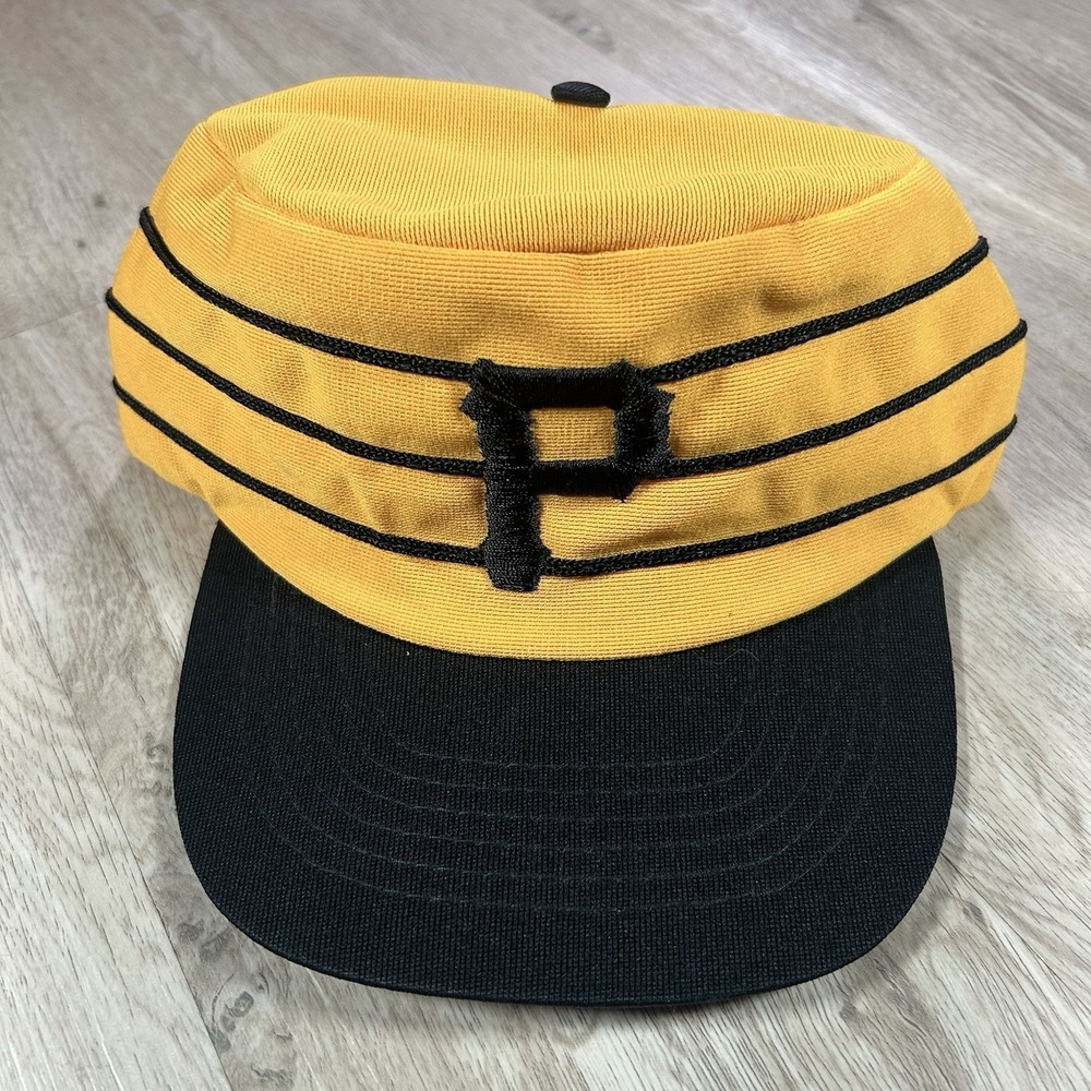VTG Pittsburgh Pirates Pillbox Snapback Hat MLB Universal Yellow Black Cap